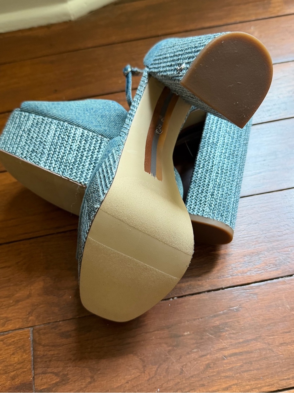 Sam Edelman Chunky Platform Ankle-Strap Sandals in Denim Blue Kori - Picture 7 of 7